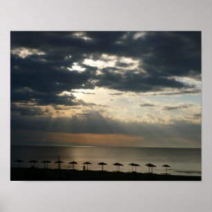 Zonsopgang boven strand in Griekenland Schilderach Poster