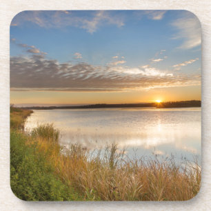 Zonsopgang boven wetlands bij Arrowwood National Bier Onderzetter