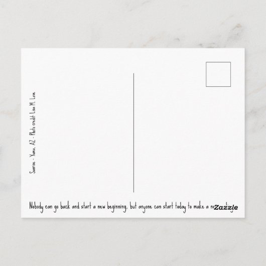 zonsopgang briefkaart (Achterkant)