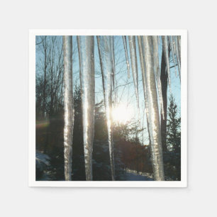 Zonsopgang door IJspegels Winter Natuurfotografie Servetten