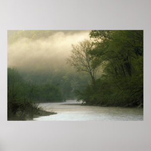 Zonsopgang door mist gezien vanuit Red Bluff, Poster