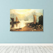 Zonsopgang door nevel van Joseph Turner Canvas Afdruk (Insitu (Houten vloer))