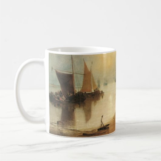 Zonsopgang door nevel van Joseph Turner Koffiemok (Links)