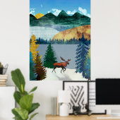 Zonsopgang Eland Poster (Thuiskantoor)