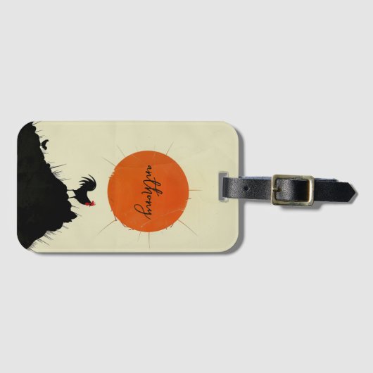 Zonsopgang en de kraaihaan bagagelabel (Voorkant (horizontaal))