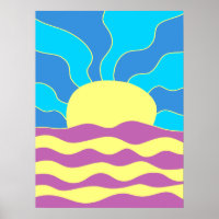 Zonsopgang en golven abstracte kunst