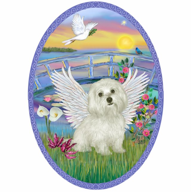 Zonsopgang en Maltese engel Staand Fotobeeldje (Voorkant)