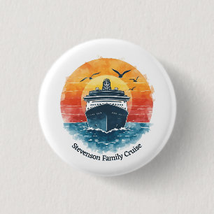 Zonsopgang Familie Naam Vakantie Cruise Schip Aand Ronde Button 3,2 Cm