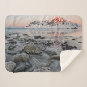 Zonsopgang Flakstad en Skagsanden Beach Sherpa Deken