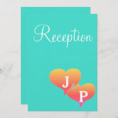 Zonsopgang Harten Monogram Turquoise Ontvangstkaar Kaart (Voorkant / Achterkant)