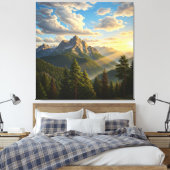 Zonsopgang in de Bergen Canvas Afdruk (Insitu (Slaapkamer))