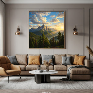 Zonsopgang in de Bergen Poster