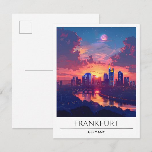 Zonsopgang in Frankfurt Duitsland Reizen Briefkaart (Voorkant / Achterkant)