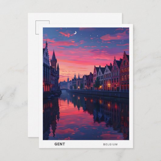 Zonsopgang in Gent België Reizen Briefkaart (Voorkant / Achterkant)
