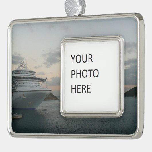 Zonsopgang in St. Thomas II Cruise Landschap Verzilverd Omlijst Ornament (Links)