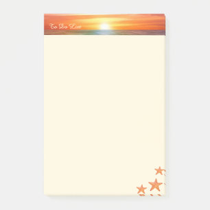 Zonsopgang, kalligrafie en zeesterren op ivoor post-it® notes