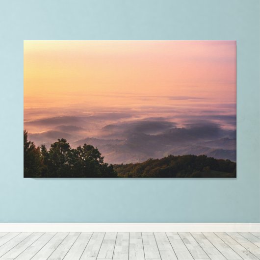 Zonsopgang kleur burst canvas afdruk (Insitu (Houten vloer))