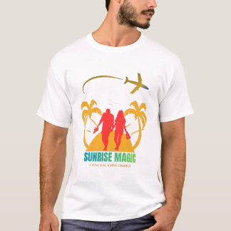 Zonsopgang Liefde Silhouet – Romantisch Strandkopp T-shirt