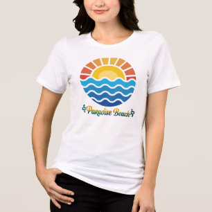 Zonsopgang met oceaangolven rond zomerse blauwe st Tri-Blend shirt