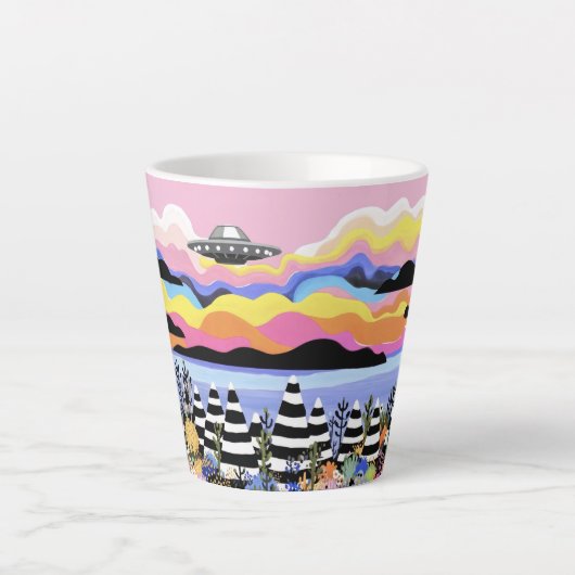Zonsopgang met UFO Latte Mok (Voorkant)