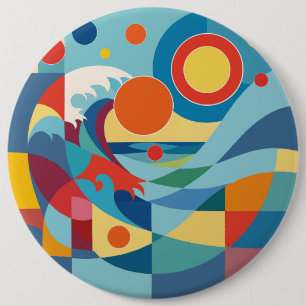 Zonsopgang Oceaan Golf Ronde Button 6,0 Cm