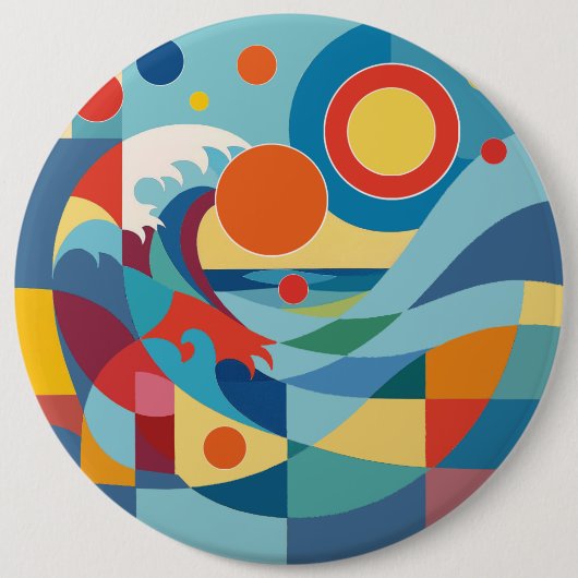 Zonsopgang Oceaan Golf Ronde Button 6,0 Cm (Voorkant)
