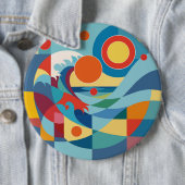 Zonsopgang Oceaan Golf Ronde Button 6,0 Cm (In situ)