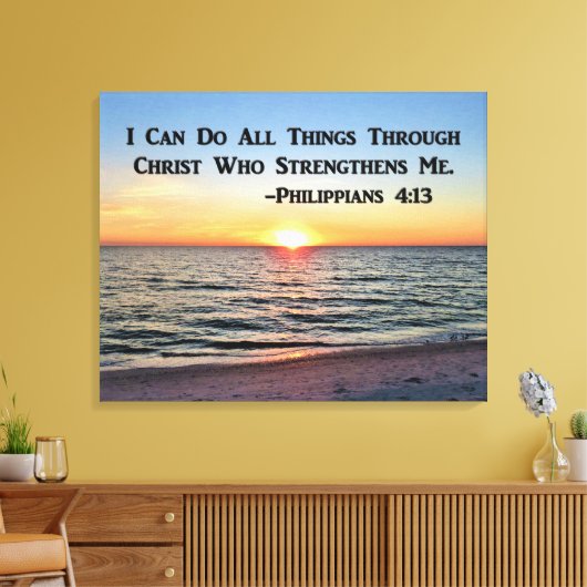 ZONSOPGANG OP DE OCEAAN PHILIPPIANS 4:13 CANVAS PR (Insitu (Woonkamer))