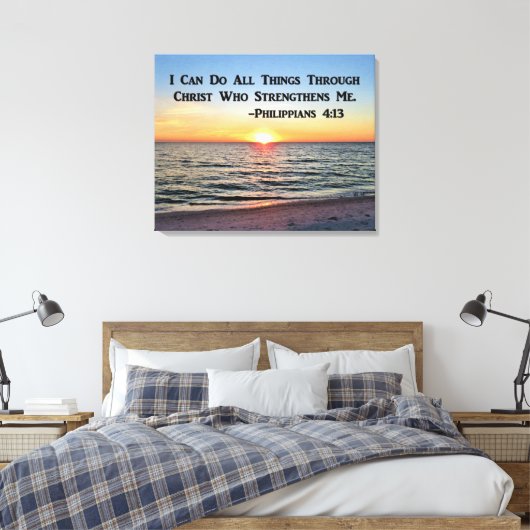 ZONSOPGANG OP DE OCEAAN PHILIPPIANS 4:13 CANVAS PR (Insitu (Slaapkamer))