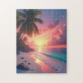 Zonsopgang op een prachtig tropisch strand legpuzzel