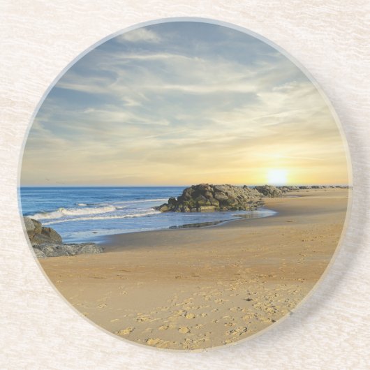 Zonsopgang op een Sandy Shoreline Zandsteen Onderzetter (Voorkant)