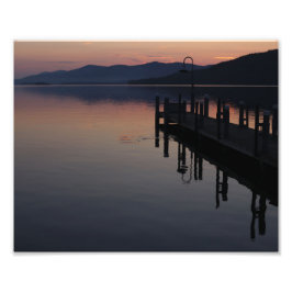 Zonsopgang op het dok bij Lake George New York Foto Afdruk