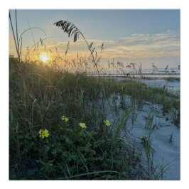 Zonsopgang op het strand boven de duinen perfect poster