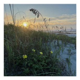 Zonsopgang op het strand boven de duinen perfect poster