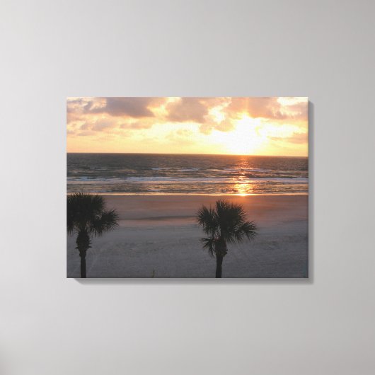 Zonsopgang op het strand Ingewikkeld Canvas Afdruk (Voorkant)