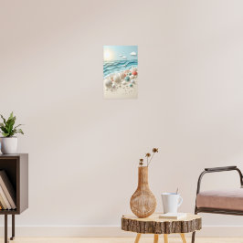 Zonsopgang op het strand & schelpen poster