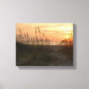 Zonsopgang op het strand Tybee Island, Georgia Canvas Afdruk