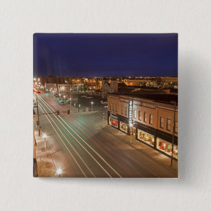 Zonsopgang op Main Street in Bismarck, North Dakot Vierkante Button 5,1 Cm