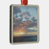 Zonsopgang op zee I Pastel zeegezicht Metalen Ornament (Rechts)