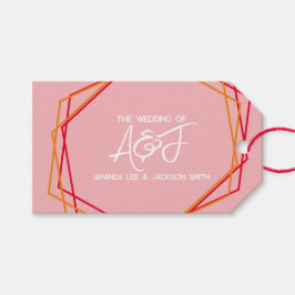 Zonsopgang Oranje Roze Helder Roze Rood Bruiloft   Cadeaulabel