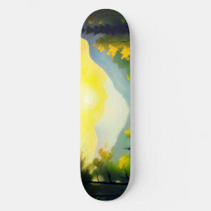 Zonsopgang over besneeuwde bergen en meren persoonlijk skateboard