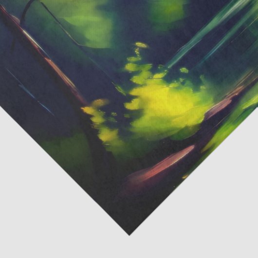 Zonsopgang over besneeuwde bergen en meren tissuepapier (Detail)