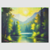 Zonsopgang over besneeuwde bergen en meren tissuepapier (Voorkant)