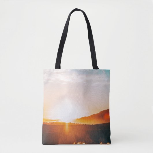 zonsopgang over de berg tote bag (Voorkant)