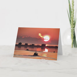 Zonsopgang over de haven van de doctorandus in de kaart