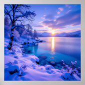 Zonsopgang over een besneeuwd wonderland poster (Voorkant)