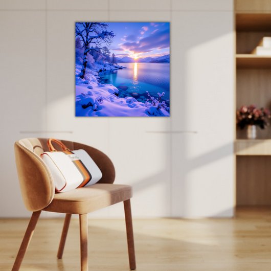 Zonsopgang over een besneeuwd wonderland poster