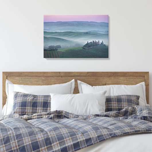 Zonsopgang over een Toscaans landschapsdoek Canvas Afdruk (Insitu (Slaapkamer))