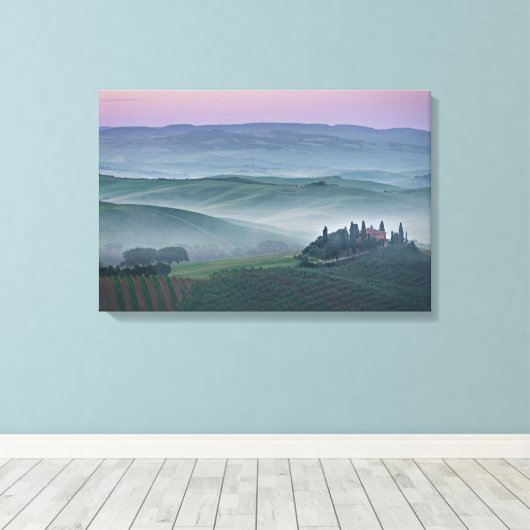 Zonsopgang over een Toscaans landschapsdoek Canvas Afdruk (Insitu (Houten vloer))