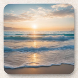 Zonsopgang over het strand bier onderzetter